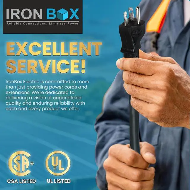 Alt view image 7 of 7 - IronBox Electric - NEMA 6-20 Extension Cord - 12/3 SJT Jacket, 20A, 250V Extension Cable - Compatible with Any Generator Equipped with a 6-20 Receptacle - Heavy Duty Cable (Molded, 10 Foot)