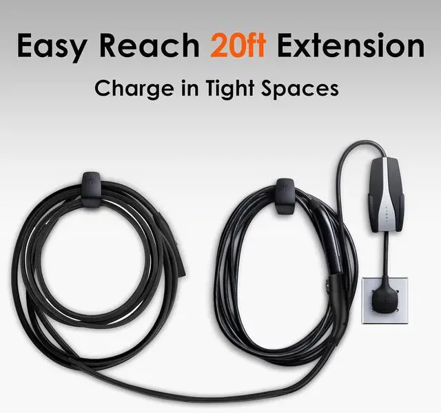 Alt view image 3 of 7 - 48A Tesla Extension Cord, 20ft, Compatible with Models 3/Y/S/X, Flexible & Durable, 1-Pack EV Charger Accessory, Tesla Charger Not Included