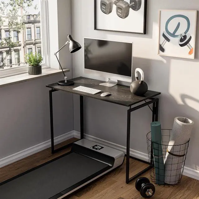 Alt view image 4 of 7 - Folding Desk 40 Inch - Small Foldable Desk for Small Space Minimalist, Space Saving Collapsible Compact Desk Portable Table for Craft, Writing, Study and Work (No Assembly Required)