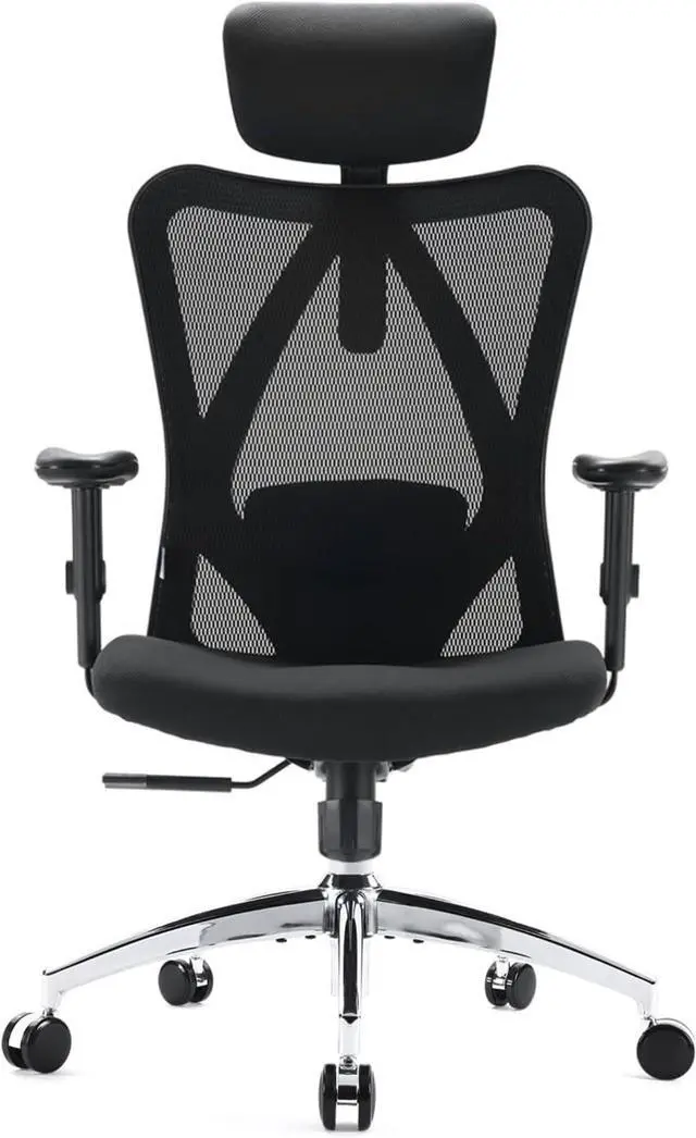 Alt view image 7 of 7 - SIHOO M18 Ergonomic Office Chair for Big and Tall People Adjustable Headrest with 2D Armrest Lumbar Support and PU Wheels Swivel Tilt Function Black