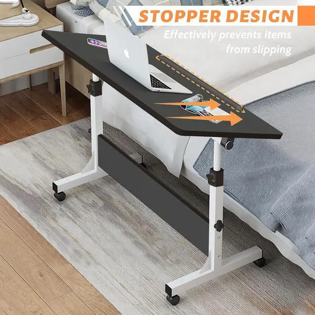 Alt view image 4 of 5 - Rolling Desk Adjustable Height,Portable Laptop Desks,Small Standing Desk with Wheels for Home Office