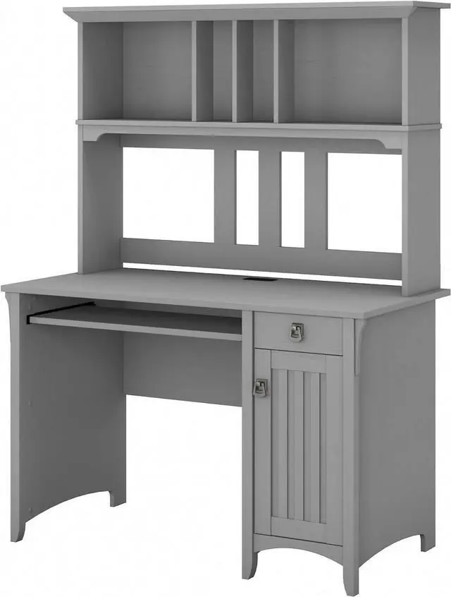 Main image of Bush Furniture Salinas Computer Desk with Hutch | Study Table with Drawers, Cabinets & Pullout Keyboard/Laptop Tray | Modern Home Office Desk in Cape Cod Gray | Work Desk with Storage