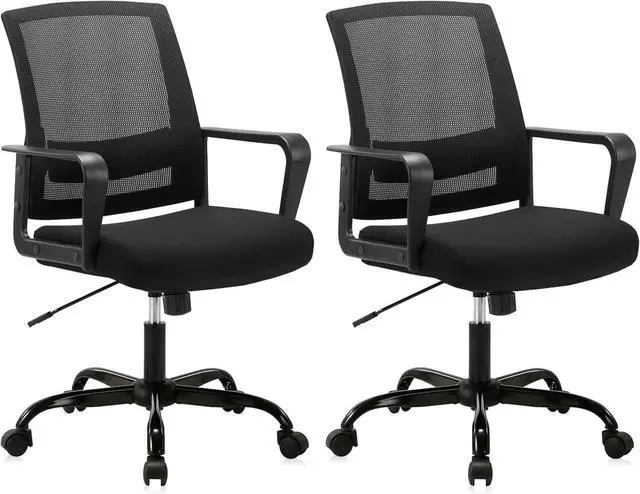 Main image of CLATINA Ergonomic Rolling Mesh Desk Chair with Executive Lumbar Support and Adjustable Swivel Design for Home Office Computer Black 2 Pack