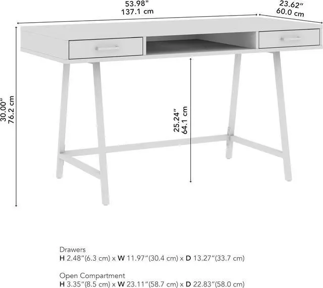 Alt view image 3 of 7 - Bush Furniture Steele 54W Writing Desk in Dark Gray Hickory | Computer Table for Home Office Workspace