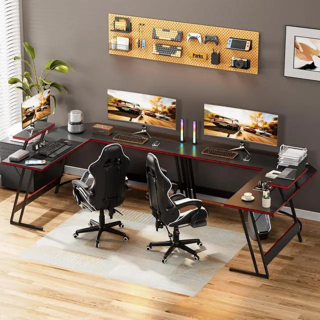 Alt view image 7 of 7 - Homall L Shaped Gaming Desk Computer Corner Desk PC Gaming Desk Table with Large Monitor Riser Stand for Home Office Sturdy Writing Workstation (Black, 51 Inch)