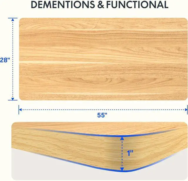 Alt view image 3 of 7 - FLEXISPOT EN2 Whole-Piece Standing Desk with Clamp Power Strip, 55 x 28 Electric Stand Up Height Adjustable Desk with Cable Management (White Frame + 55" Maple Top, 2 Packages)