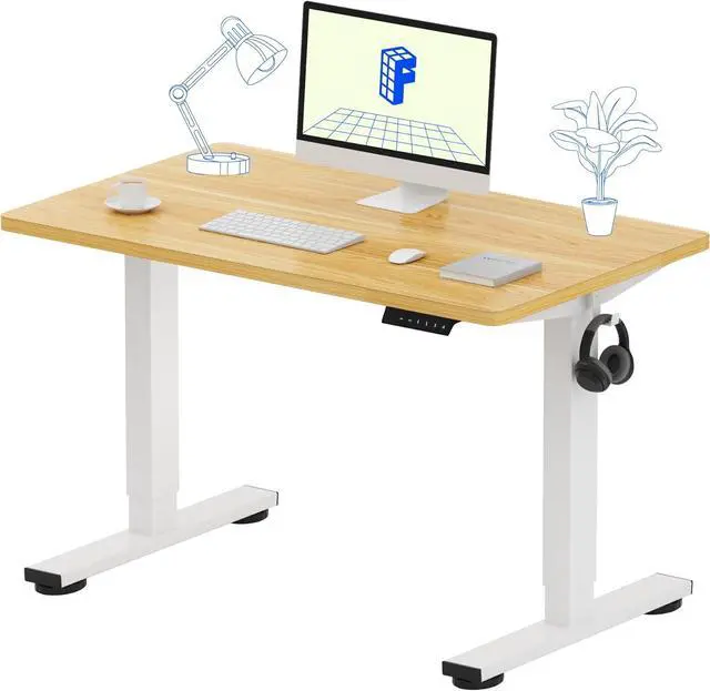 Main image of FLEXISPOT EN1 One-Piece Standing Desk 40 x 24 Inches Height Adjustable Desk Electric Sit Stand Up Desk Home Office Desks Computer Workstation (White Frame + Maple Desktop)