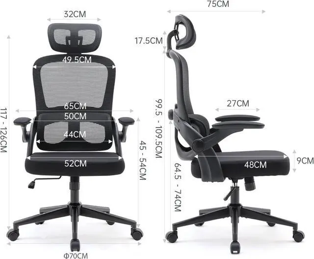 Alt view image 3 of 7 - SIHOO Ergonomic Office Chair, Office Chair with Up&Down Lumbar, High Back Home Desk Chair with 3D Armrests, Computer Chair with Adjustable 2D Headrest, Tilt Function Black