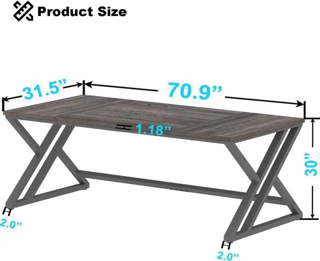 Alt view image 2 of 7 - LVB Long Rustic Computer Desk, Industrial Large Wood Metal Office Desk, Modern Pc Study Gaming Writing Table for Two Person, Workstation Executive Desk for Home Bedroom Living Room, Dark Gray, 70 Inch
