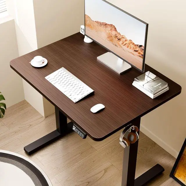 Alt view image 4 of 7 - Electric Standing Desk, 31.5" x 23.6" Height Adjustable Sit Stand Desk with Splice Board for Home Office, Computer Desk Memory Preset (Black Frame, Walnut Desktop)