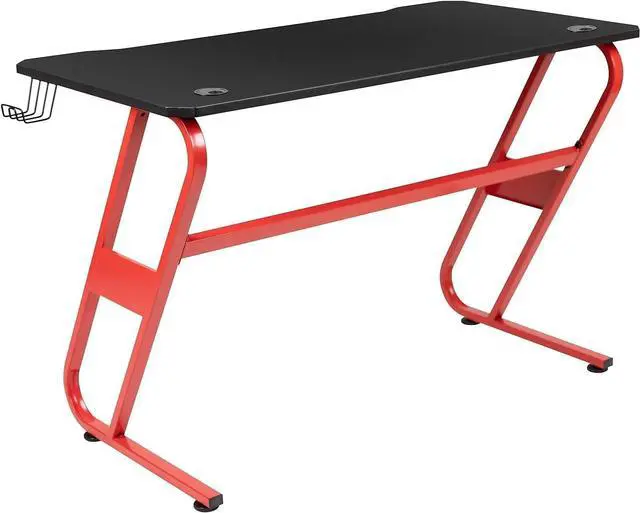 Alt view image 5 of 7 - Flash Furniture Fisher Red Gaming Ergonomic Desk with Cup Holder and Headphone Hook