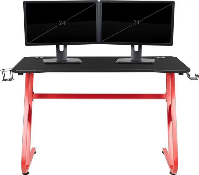 Alt view image 6 of 7 - Flash Furniture Fisher Red Gaming Ergonomic Desk with Cup Holder and Headphone Hook