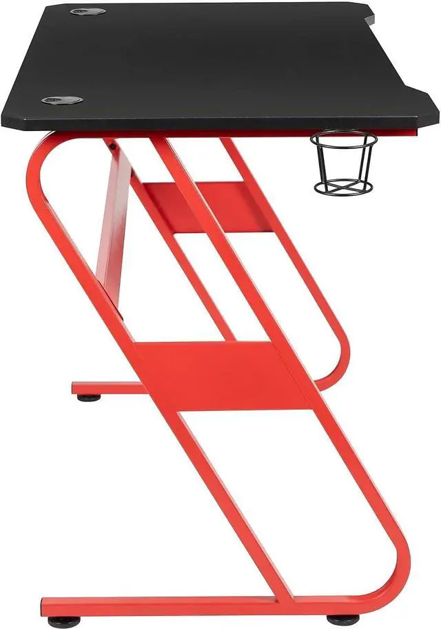 Alt view image 7 of 7 - Flash Furniture Fisher Red Gaming Ergonomic Desk with Cup Holder and Headphone Hook