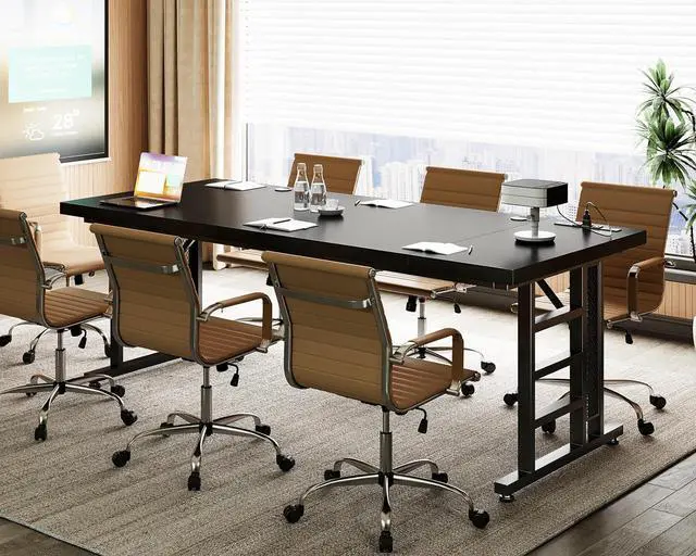 Alt view image 6 of 7 - Coleshome 71 Inch Executive Desk with USB Ports, Computer Office Desk, Large Mordern Writing Table, Workstation Business Furniture for Home Office, Black