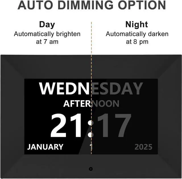 Alt view image 4 of 7 - Bgift 7 Inch Digital Alarm Clock with Date and Day of Week for Seniors-12 Alarms 20 Reminder Digital Calendar Auto Dimmable Perfect for Elderly