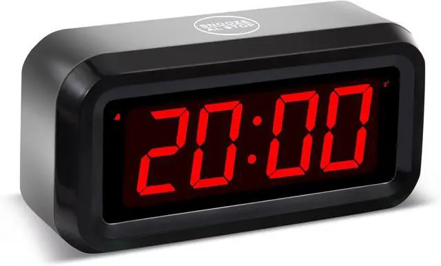 Main image of Digital Alarm Clock Battery Operated with LED Display for Bedrooms, Long Battery Life for 12 Months, 3 Brightness Adjustable, 12/24 Hour, Snooze, Black Case with Red Digits