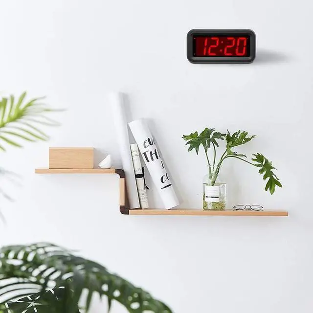 Alt view image 5 of 7 - Digital Alarm Clock, Small Wall Clock, Battery Operated, 1.2" LED Large Display, 2-Level Brightness Dimmer, 12/24Hr, Snooze, 4 PCS AA Batteries Last More Than 1 Year, for Bedroom/Desk