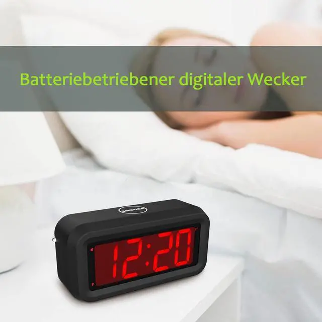 Alt view image 4 of 7 - Digital Alarm Clock, Small Wall Clock, Battery Operated, 1.2" LED Large Display, 2-Level Brightness Dimmer, 12/24Hr, Snooze, 4 PCS AA Batteries Last More Than 1 Year, for Bedroom/Desk