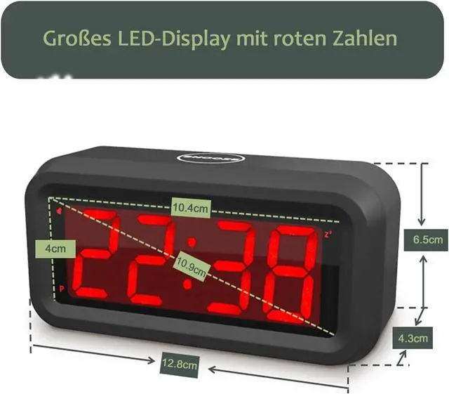 Alt view image 7 of 7 - Digital Alarm Clock, Small Wall Clock, Battery Operated, 1.2" LED Large Display, 2-Level Brightness Dimmer, 12/24Hr, Snooze, 4 PCS AA Batteries Last More Than 1 Year, for Bedroom/Desk