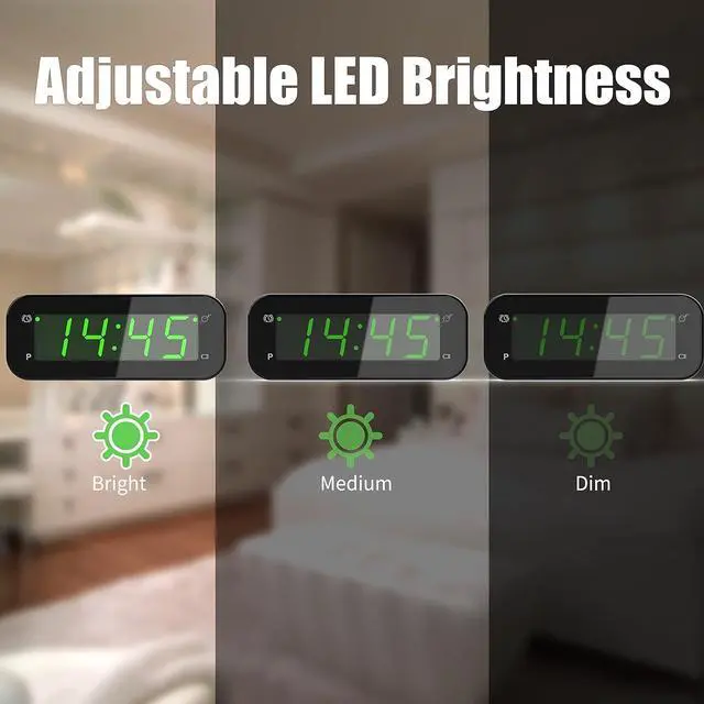 Alt view image 5 of 7 - KWANWA 2 in 1 Alarm Clock Indoor Thermometer, Digital Clock with Temperature Display, Adjustable Brightness Dimmer, 12/24Hr, Snooze, Cordless, Battery Operated, Portable Size, Small Alarm Clock