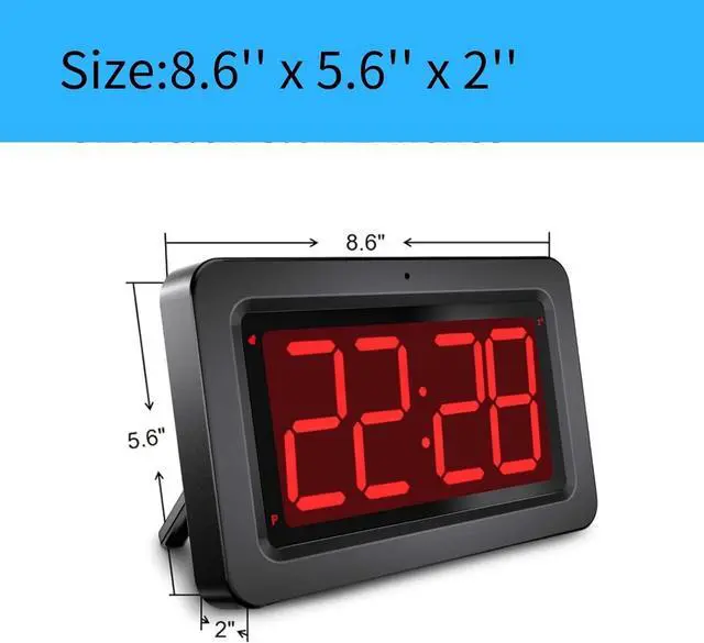Alt view image 7 of 7 - Digital Wall Clock, 3,2'' Led Large Display Alarm Clock, 2-Level auto dimming, 2 Ways of Power (USB or Battery), 2 D Cell Batteries Last About 12 Monthsfor Bedroom