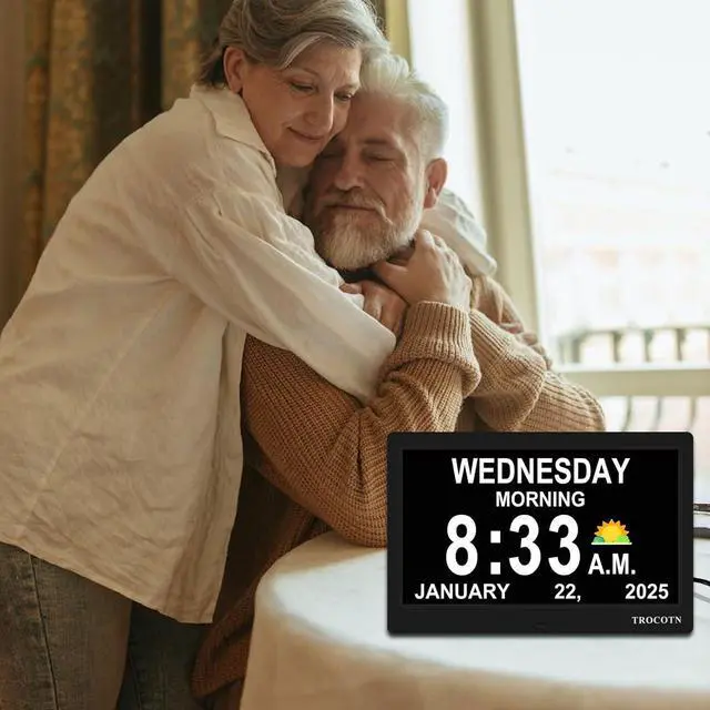 Alt view image 6 of 7 - TROCOTN Dementia Clocks, Large Display Calendar Alarm Clock with Auto DST for Seniors, 5 Display Modes Large Font Digital Clock with Custom Alarms Day Date Clocks. (10 Inch Black)