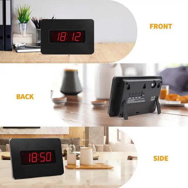 Digital Wall Clock Battery Operated with LED Display, Wall Clock with ...
