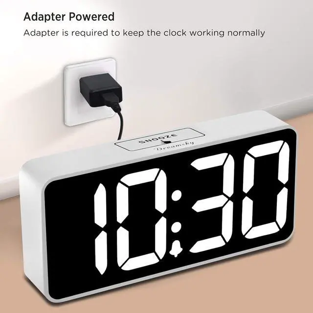 Alt view image 2 of 7 - DreamSky Large Digital Alarm Clock Big Numbers for Seniors & Visually Impaired, 9 Inches Electric Clocks for Bedroom, Jumbo Display Fully Dimmable Brightness, USB Ports, Adjustable Alarm Volume