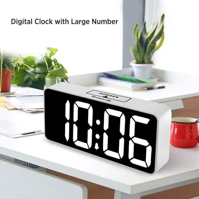Alt view image 6 of 7 - DreamSky Large Digital Alarm Clock Big Numbers for Seniors & Visually Impaired, 9 Inches Electric Clocks for Bedroom, Jumbo Display Fully Dimmable Brightness, USB Ports, Adjustable Alarm Volume
