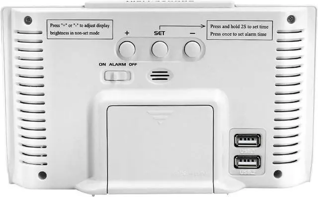 Alt view image 7 of 7 - DreamSky Alarm Clocks for Bedrooms with Battery Backup, Auto Set Digital Clock with Date and Day of Week, 5 Inch Large Display with Weekday Temperature, USB Ports, Auto DST, Brightness Dimmer, 12/24H