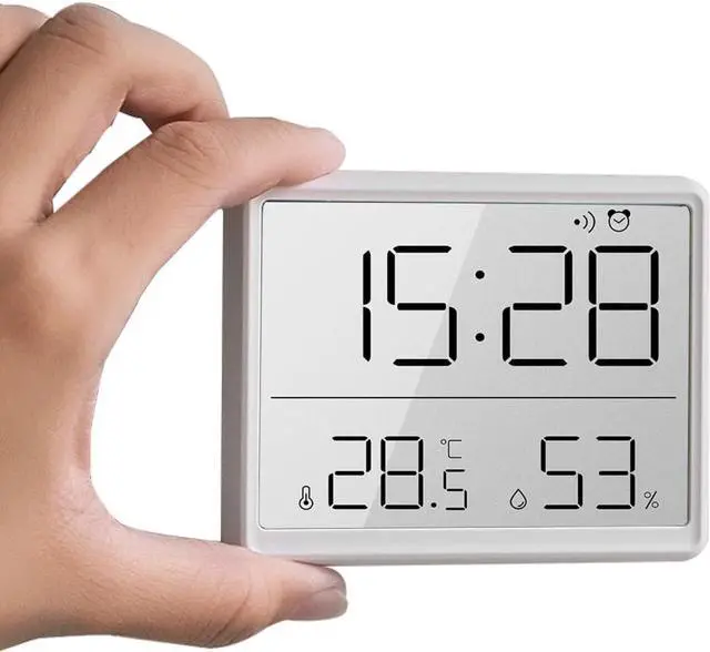 Main image of GooDay Smart Digital Alarm Clock, w/Magnetic Attraction, Indoor Temperature Humidity, HD Screen Hour Date, Battery Operated - White