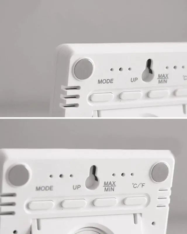 Alt view image 4 of 7 - GooDay Smart Digital Alarm Clock, w/Magnetic Attraction, Indoor Temperature Humidity, HD Screen Hour Date, Battery Operated - White