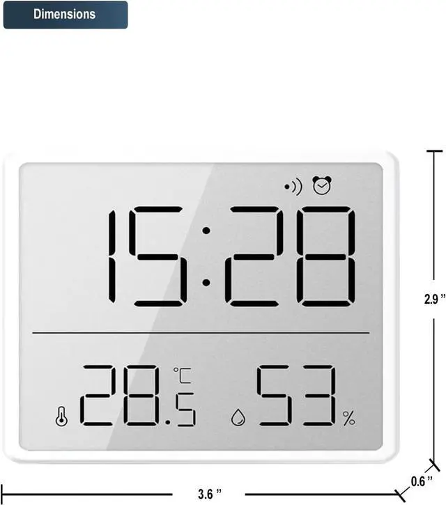 Alt view image 6 of 7 - GooDay Smart Digital Alarm Clock, w/Magnetic Attraction, Indoor Temperature Humidity, HD Screen Hour Date, Battery Operated - White