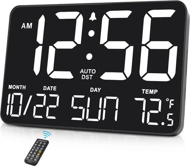 Main image of Soobest Large Display Digital Wall Calendar Clock with Date Day of Week, Alarm Clock for Bedroom Desk, Timer for Home Gym Workout 6 Dimmer Auto DST 12/24hr with Remote and Temperature(White)