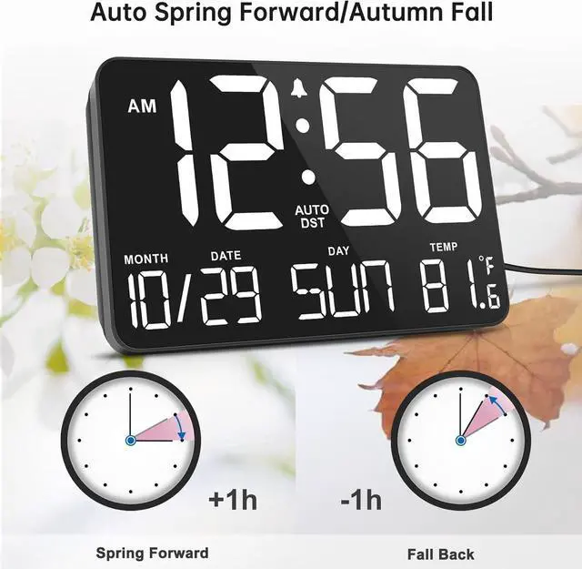 Alt view image 4 of 7 - Soobest Large Display Digital Wall Calendar Clock with Date Day of Week, Alarm Clock for Bedroom Desk, Timer for Home Gym Workout 6 Dimmer Auto DST 12/24hr with Remote and Temperature(White)
