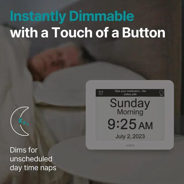 Alt view image 5 of 7 - Robin Clock 2024 with Day and Date for Elderly, Clocks for Seniors, Dementia Clock, Digital Calendar Clock Elderly, Bedside Clocks Seniors, Alzheimers Products, Dementia Clocks Extra Large, White