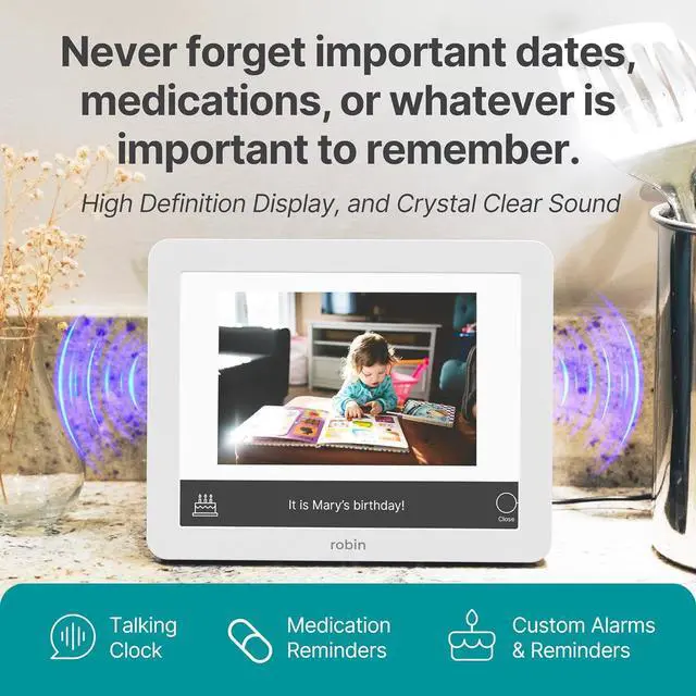 Alt view image 6 of 7 - Robin Clock 2024 with Day and Date for Elderly, Clocks for Seniors, Dementia Clock, Digital Calendar Clock Elderly, Bedside Clocks Seniors, Alzheimers Products, Dementia Clocks Extra Large, White