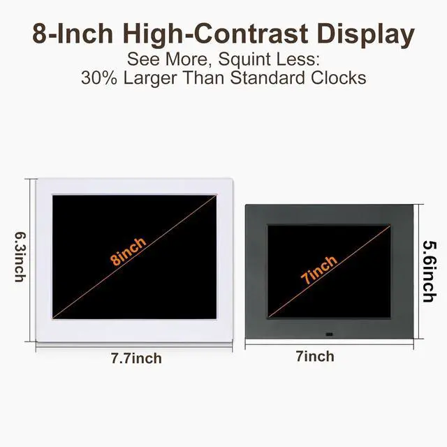 Alt view image 3 of 7 - KASTISS Digital Day Calendar Clock for Elderly, Programmable Medication Reminder, 8" Digital Clock Large Display with Date & Week and Time, for Office, Home (White)