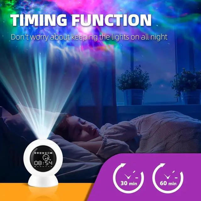 Alt view image 6 of 7 - LitEnergy Alarm Clock Star Projector for Kids Bedroom, Bluetooth Speaker and White Noise Galaxy Lamp, Starry Night Light with Timer and Remote Control for Room Decor, Home Theater, Ceiling