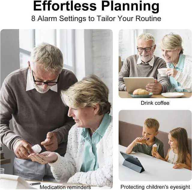 Alt view image 3 of 7 - TMC 8 Inch Digital Dementia Clock for Seniors, Large Calendar with Day Date & Week Display, 5 Alarms + 3 Medicine Reminders, Plays SD Card Video, Wall Mountable, Detachable Stand (White, SD)