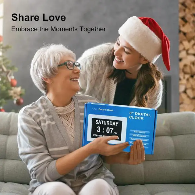 Alt view image 6 of 7 - TMC 8 Inch Digital Dementia Clock for Seniors, Large Calendar with Day Date & Week Display, 5 Alarms + 3 Medicine Reminders, Plays SD Card Video, Wall Mountable, Detachable Stand (White, SD)