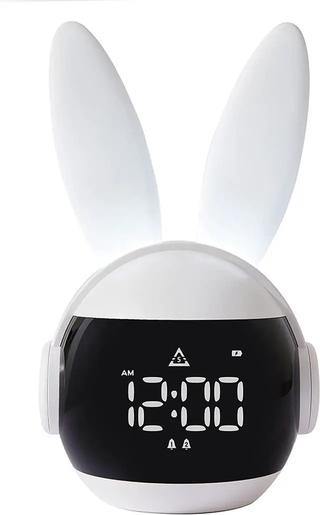 Main image of Kids Alarm Clock for Kids, Bunny Alarm Clocks for Girls Boys, White Kid Alarm Clock with Ringtones & Night Light Rechargeable Snoozing