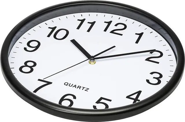 Alt view image 3 of 7 - Bernhard Products Black Wall Clock, Large 13-Inch Silent Non Ticking Quartz Battery Operated Round Easy to Read Classroom/Home/School/Office Clock