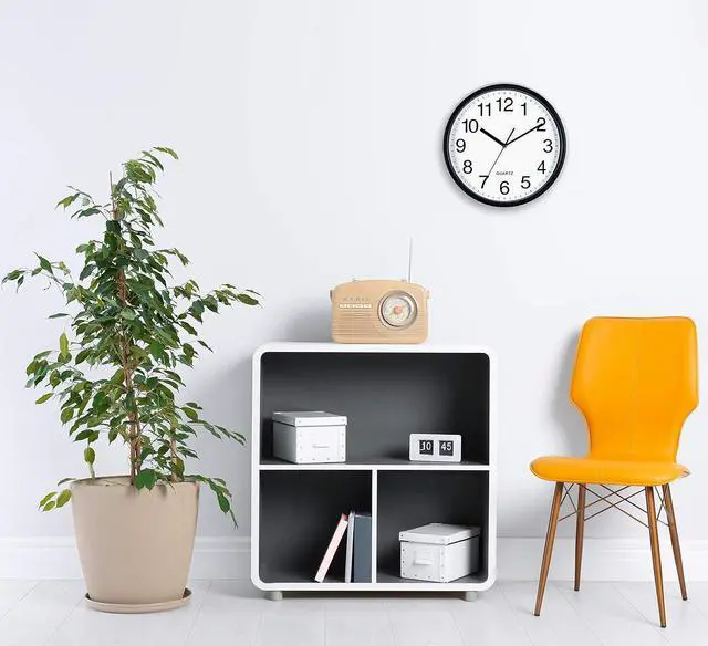 Alt view image 5 of 7 - Bernhard Products Black Wall Clock, Large 13-Inch Silent Non Ticking Quartz Battery Operated Round Easy to Read Classroom/Home/School/Office Clock