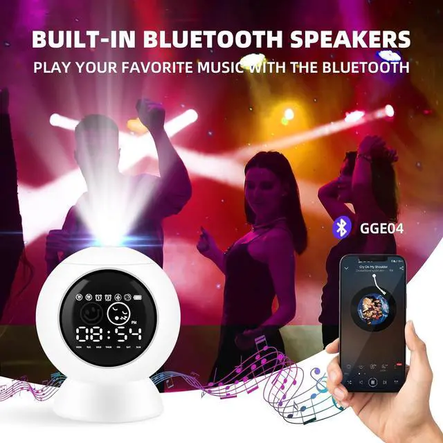 Alt view image 4 of 7 - LitEnergy Alarm Clock Star Projector for Kids Bedroom, Bluetooth Speaker and White Noise Galaxy Lamp, Starry Night Light with Timer and Remote Control for Room Decor, Home Theater, Ceiling