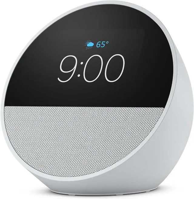Alt view image 2 of 7 - Echo Spot (newest model), Great for nightstands, offices and kitchens, Smart alarm clock with Alexa, Glacier White
