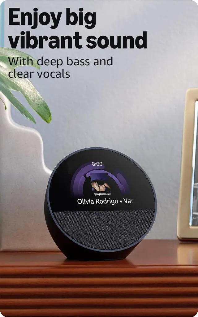 Alt view image 4 of 7 - Echo Spot (newest model), Great for nightstands, offices and kitchens, Smart alarm clock with Alexa, Glacier White