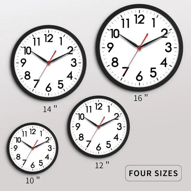 Alt view image 3 of 7 - AKCISOT Wall Clock 10 Inch Silent Non-Ticking Modern Clocks Battery Operated - Analog Small Classic for Office, Home, Bathroom, Kitchen, Bedroom, School, Living Room(Black)