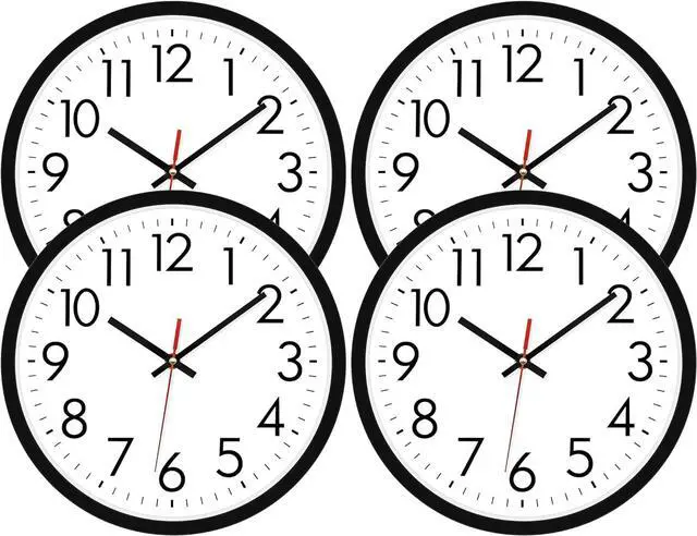 Main image of Lumuasky 4 Pack Black Wall Clock,12 Inch Silent Battery Operated Non Ticking Quartz Round Analog Classic Clock Modern Design for Home Office Classroom School Living Room Bedroom