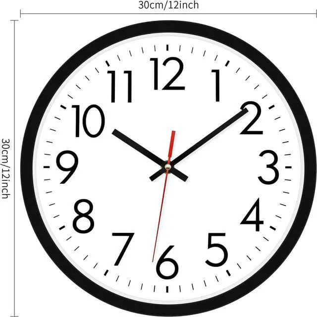 Alt view image 2 of 7 - Lumuasky 4 Pack Black Wall Clock,12 Inch Silent Battery Operated Non Ticking Quartz Round Analog Classic Clock Modern Design for Home Office Classroom School Living Room Bedroom